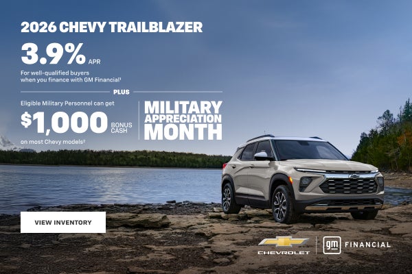2026 Chevy Trailblazer. 3.9% APR for well-qualified buyers when you finance with GM Financial. Pl...